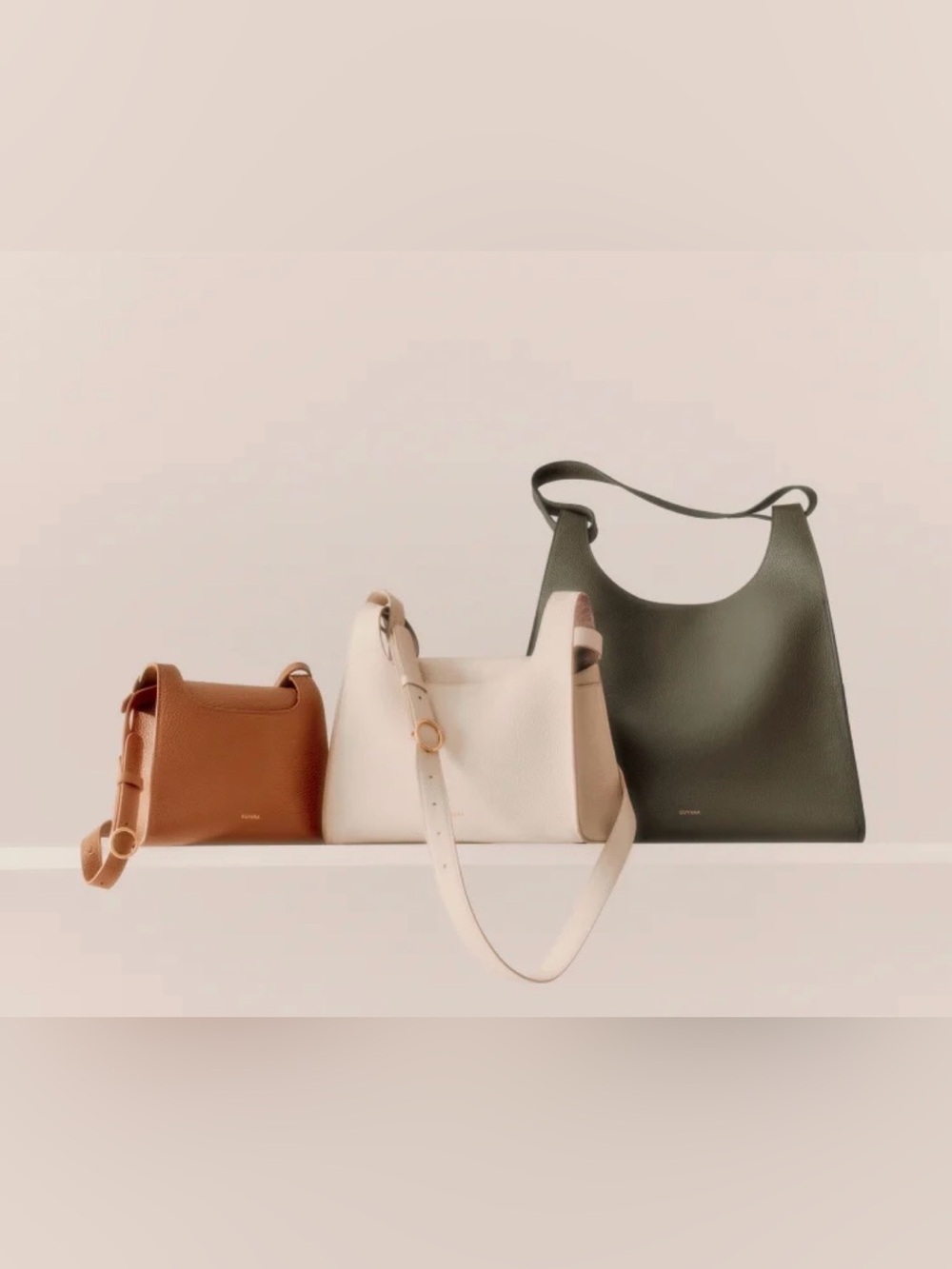 Cuyana double loop Dark Green Pebbled Leather Shoulder Bag